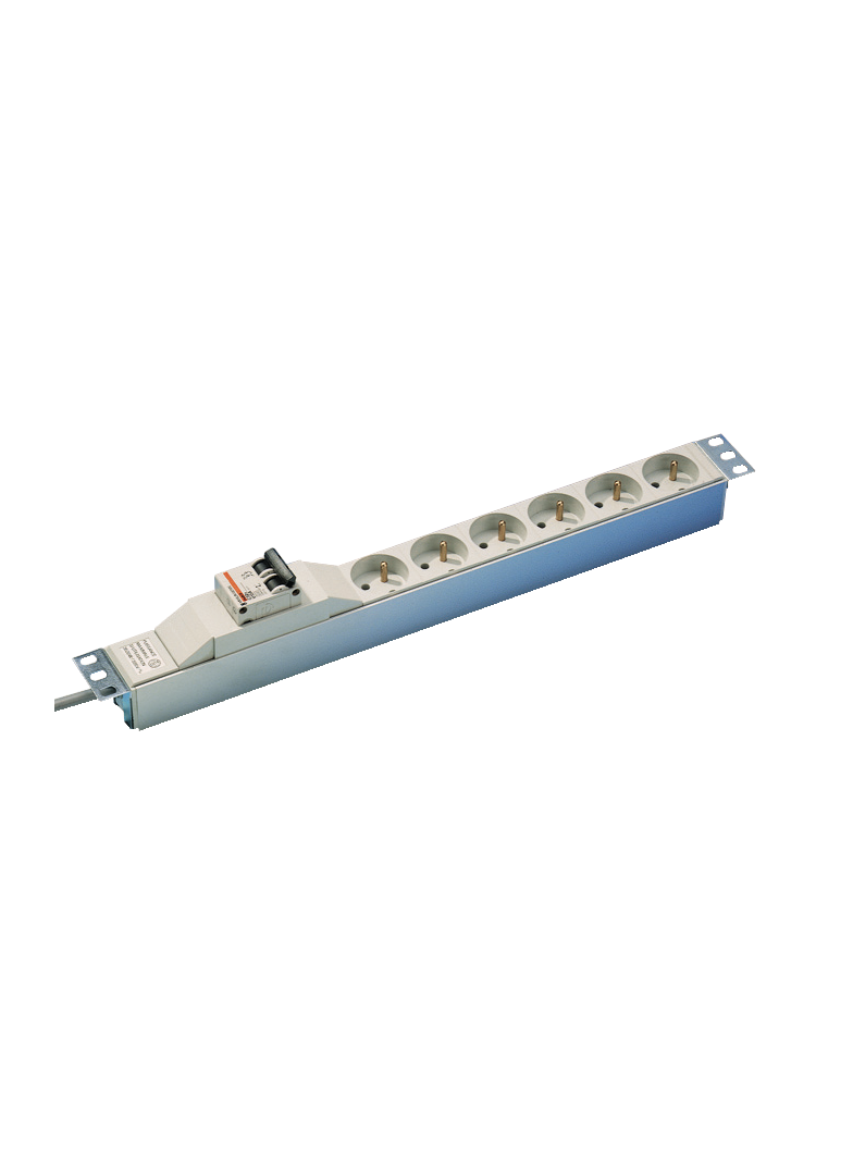 Panel UTE, typ C, 19x76, 6 gniazd, prof. aluminium 35°, 1U, 16A, 230 VAC