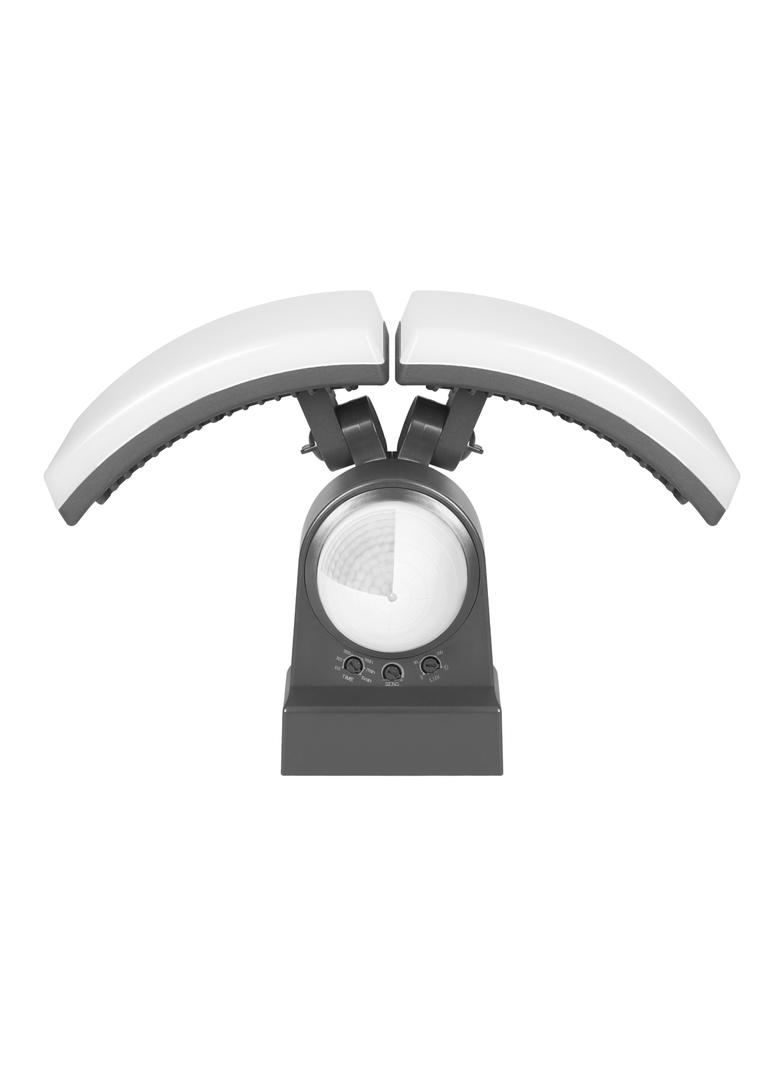 TOS DUO LED 2x20W podwójny naświetlacz ogrodowy z PIR, 2x1600lm, IP65, 4000K, PC, szary