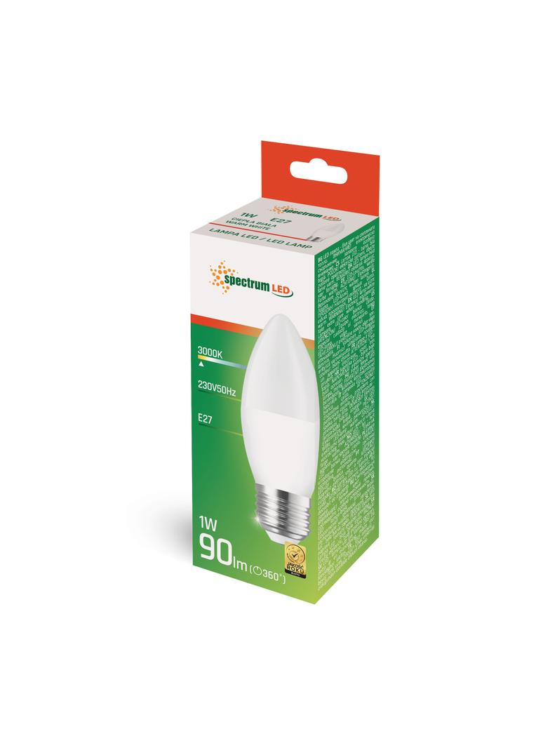 LED ŚWIECOWA E-27 230V 1W WW SPECTRUM