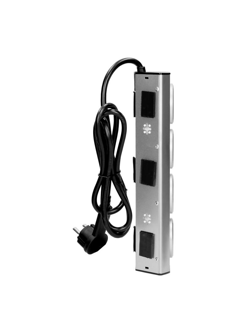 Gniazdo meblowe kuchenne montowane na rzepy 4x2P+Z schuko INOX z przewodem 1,5m. FS-2(GS) ORNO