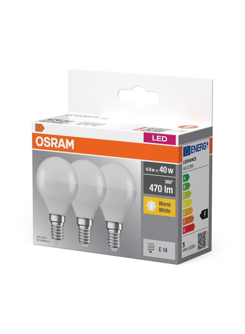 Lampa LED BASE Classic P40 4,9W/827 230V plastik E14 FS3 OSRAM