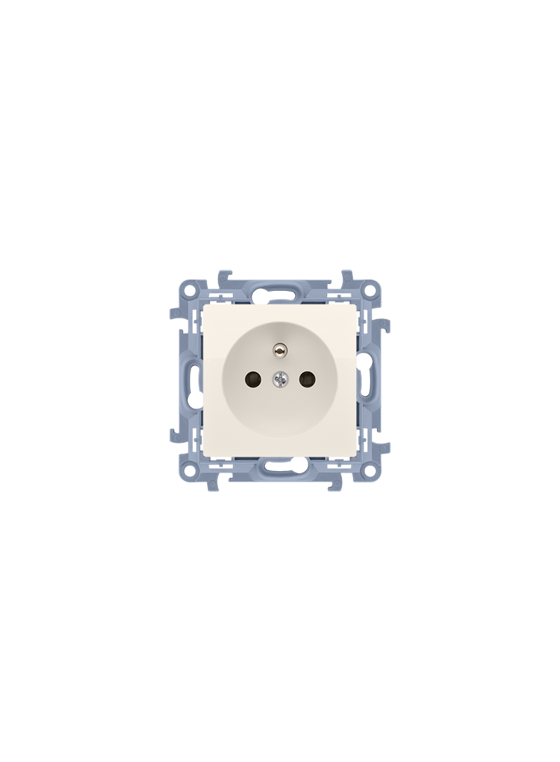 Simon 10 Gniazdo z/u pojedyncze 16A z. śrub. krem