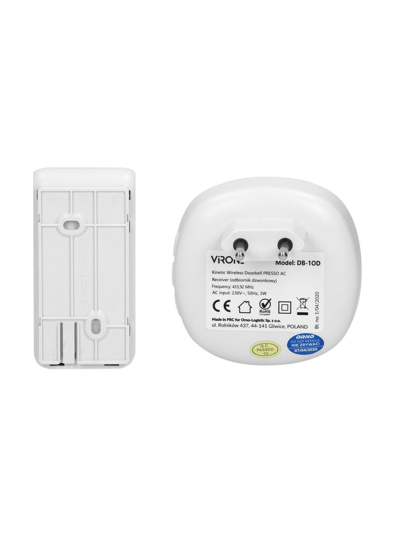 Dzwonek bezprzewodowy PRESSO AC z przyciskiem kinetycznym learning system 36 dźwięków DB-1 ORNO