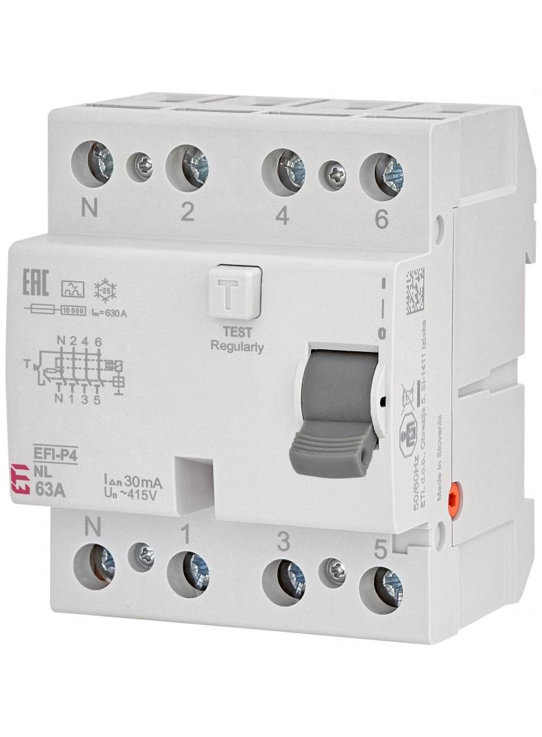 EFI-P4 A 25/0.1 NL Wyłącznik różnicowoprądowy - N po lewej