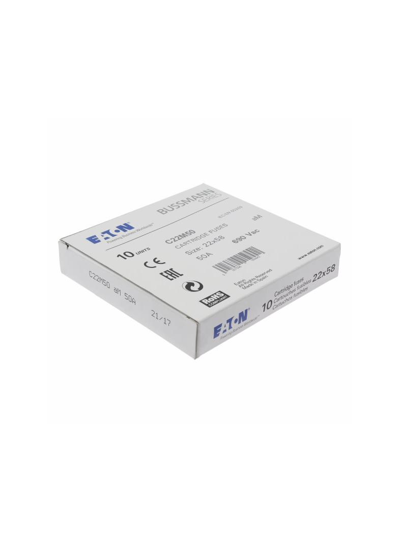 CYLINDRICAL FUSE 22 x 58 50A AM 690V AC Wkładka cylindryczna 22 x 58mm 50A AM 690V AC C22M50 EATON