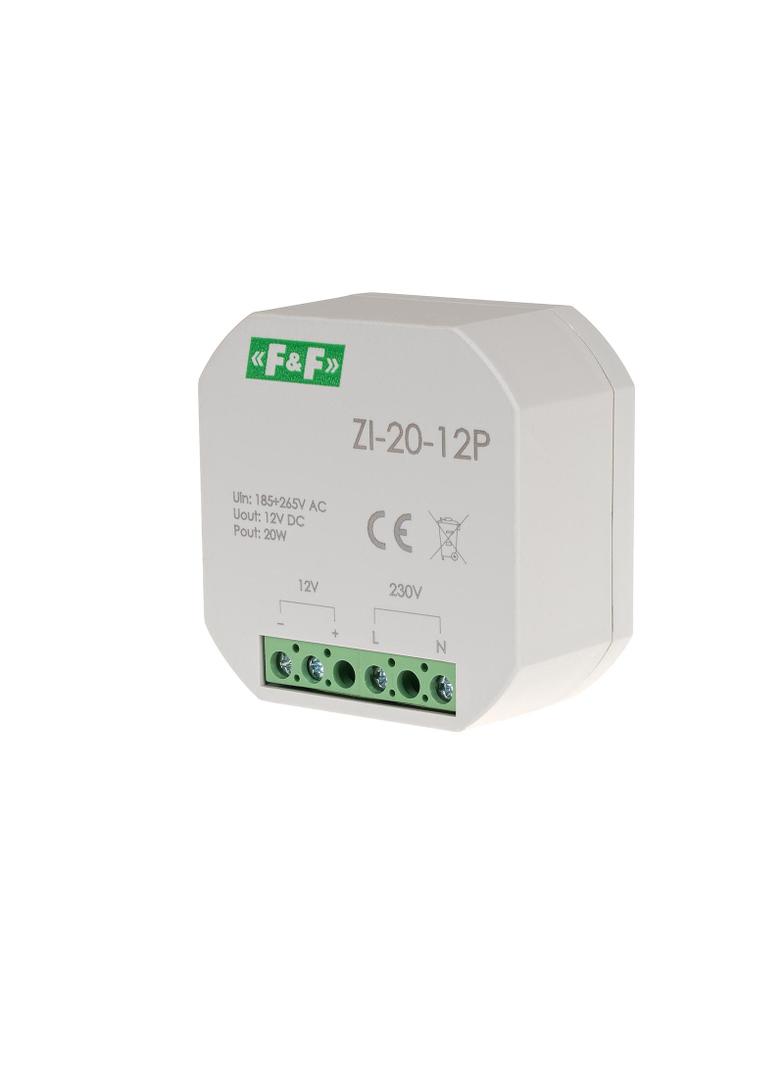 Zasilacz impulsowy do puszki 12V 20W ZI-20-12P F&F