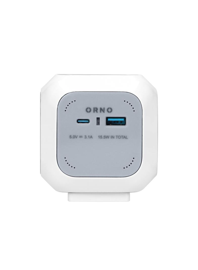 Przedłużacz 4x2P+Z (Schuko) ładowarka USB A+C Quick charge 1,4m H05VV-F 3x1,5mm2 szary OR-AE-13247(G