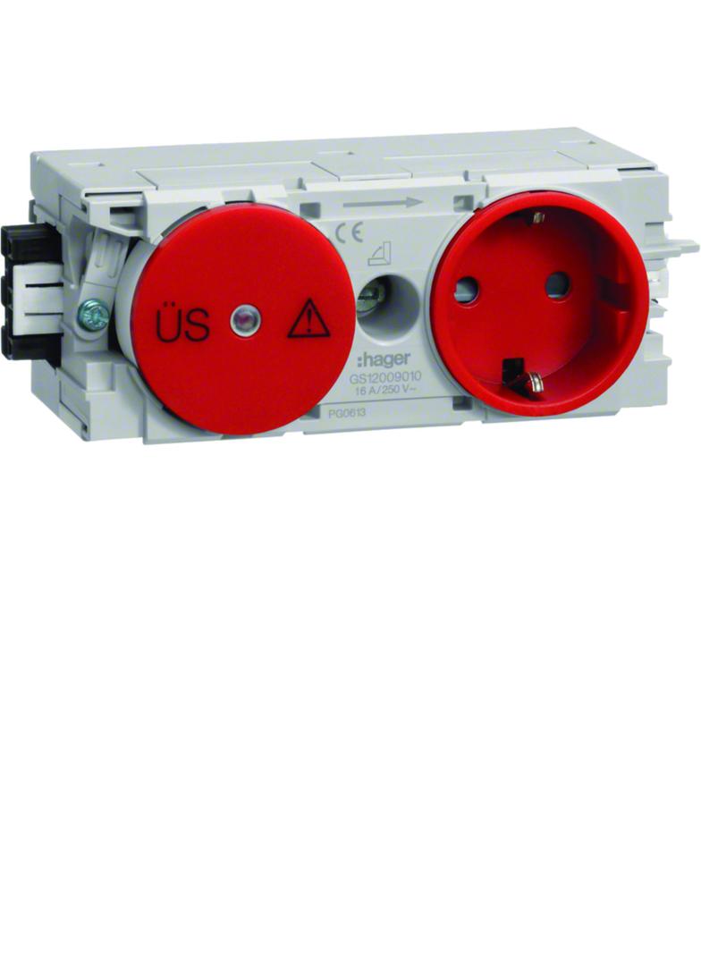tehalit.WA Gniazdo SCHUKO z ogranicz. przeciwprzep. WAGO C-profil czerwony GS12003020 HAGER