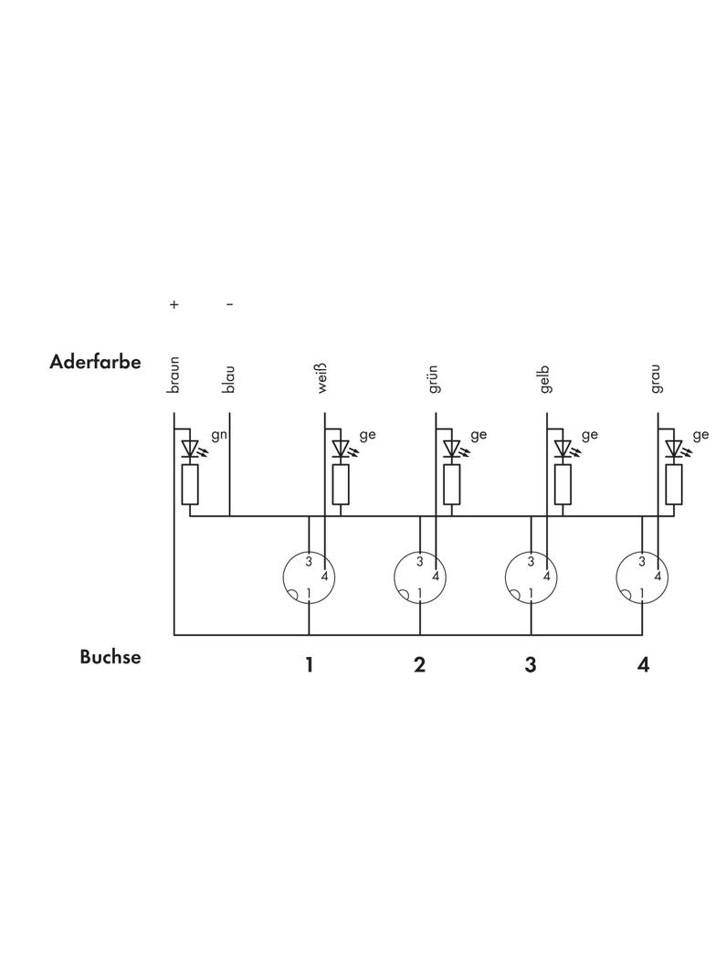 moduł przyłączeniowy 4-torowy/3-biegunowy z przewodem 2m