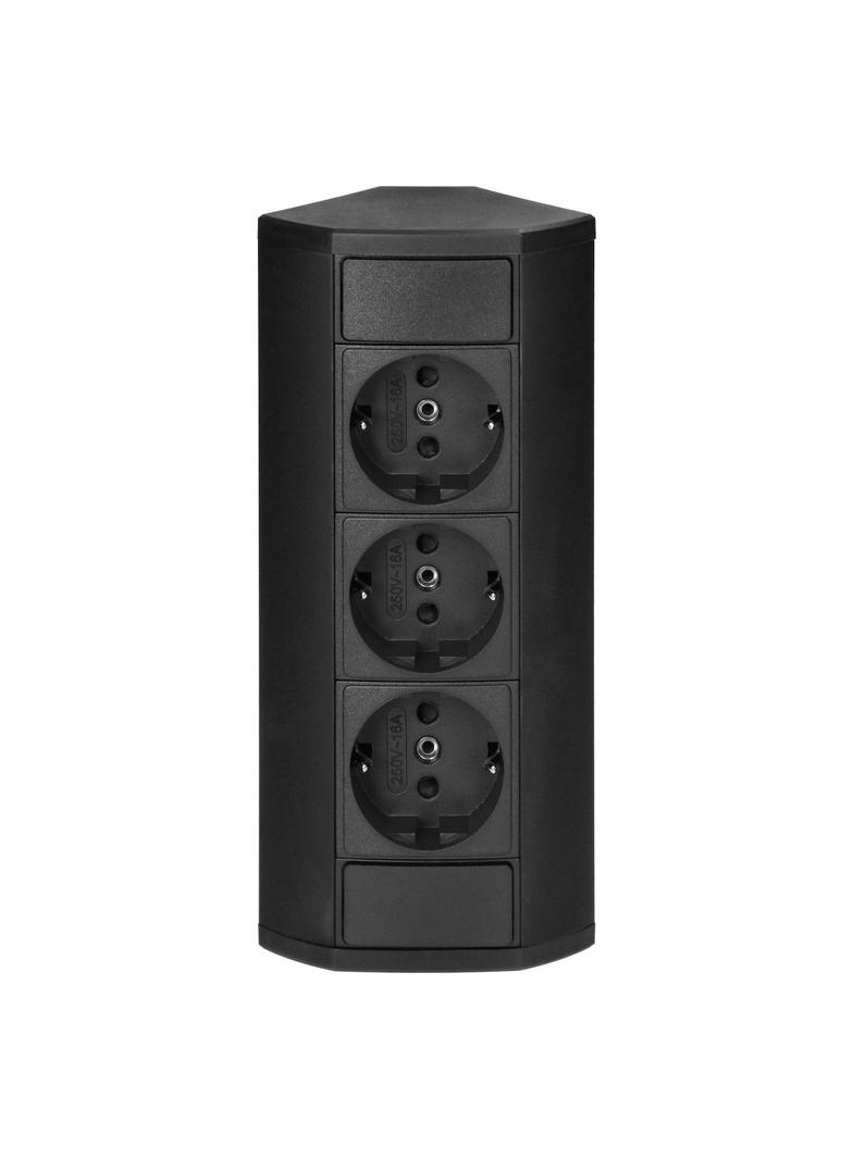Gniazdo meblowe 3x2P+Z (Schuko), czarne