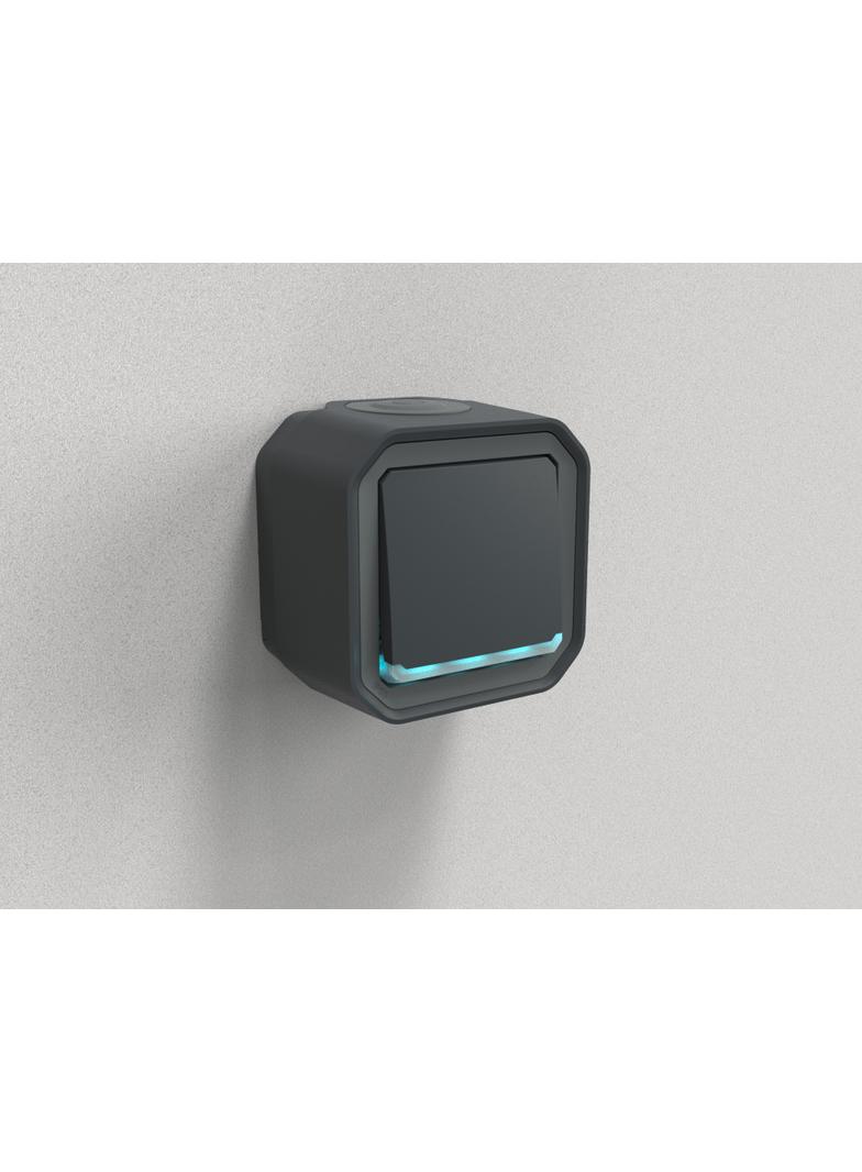 NOWE PLEXO - PRZY. JEDNOBIEGUNOWY Z PODŚWIETL. KOMPLET NATYNK.10A-250V~ ANTRACYT