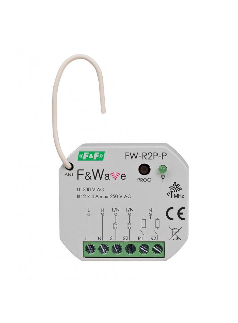 Radiowy podwójny przekaźnik bistabilny do puszki montażowej fi60 85-265V AC/DC multifunkcyjny do montażu podtynkowego FW-R2P-P F&F
