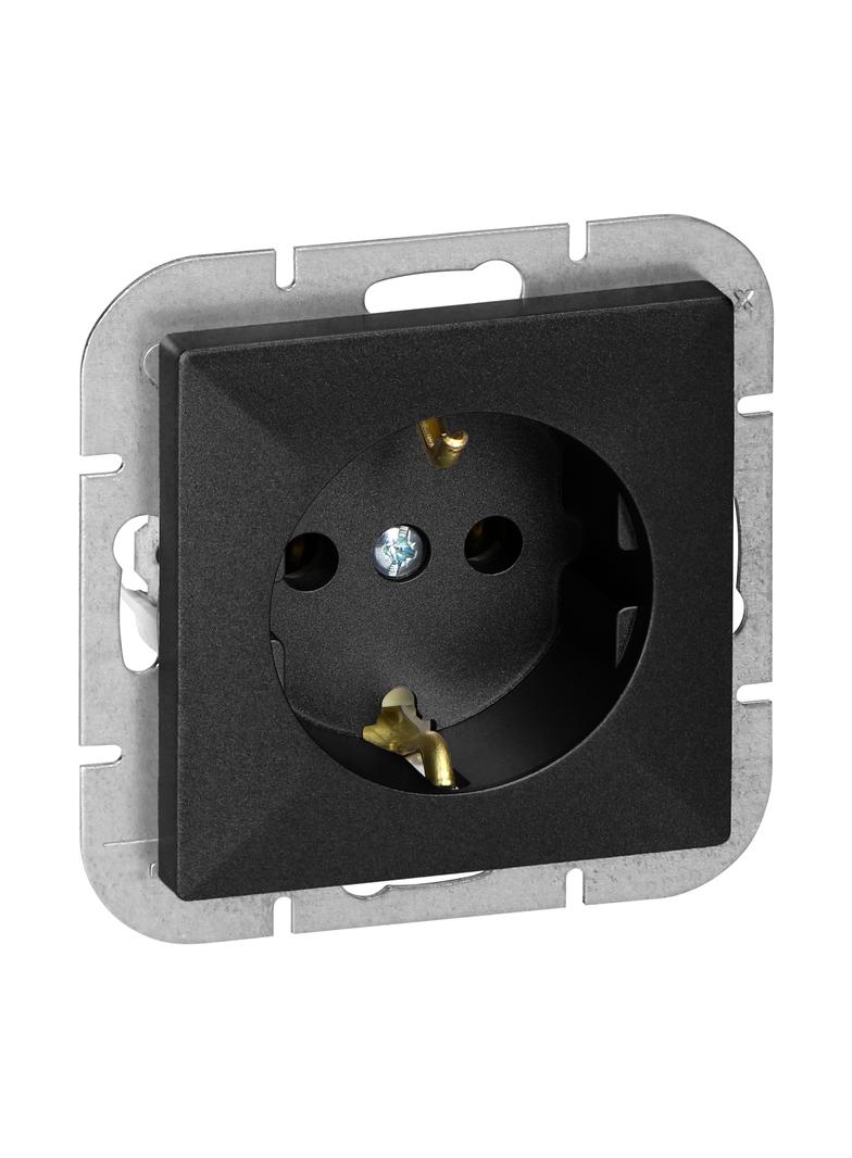 Gniazdo pojedyncze podtynkowe 2P+Z Schuko Pearl, 16A, 250V, PT-17P, czarny OR-OE-7705(GS)/B ORNO