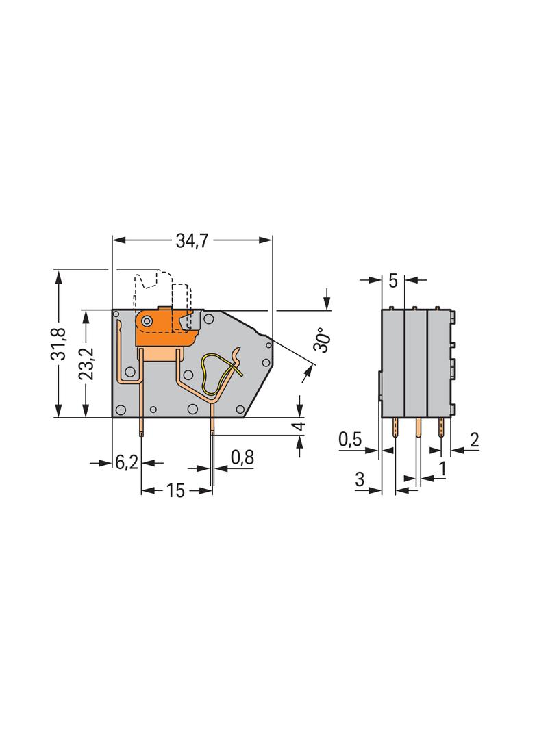 złączka do płytek drukowanych rozłączalna szara raster 5 mm /96szt./ WAGO