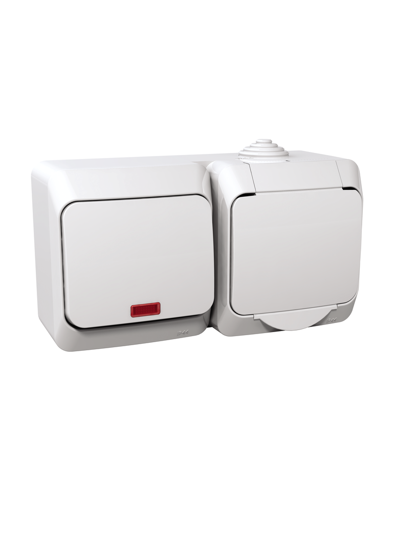 Cedar Plus zestaw łącznik+gniazdo z podświetleniem IP44 biały WDE000581 Schneider