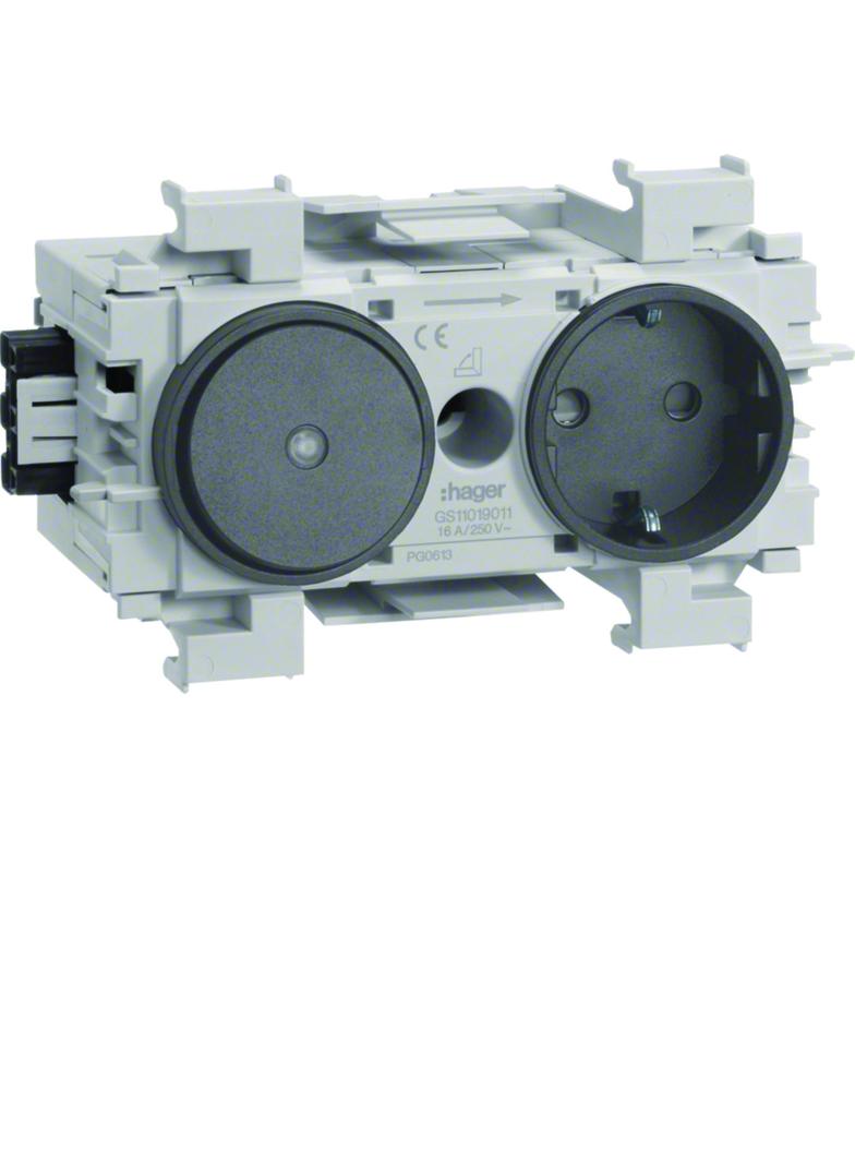 tehalit.WA Gniazdo SCHUKO z przełącz. WAGO montaż krawędziowy antracyt GS11019011 HAGER