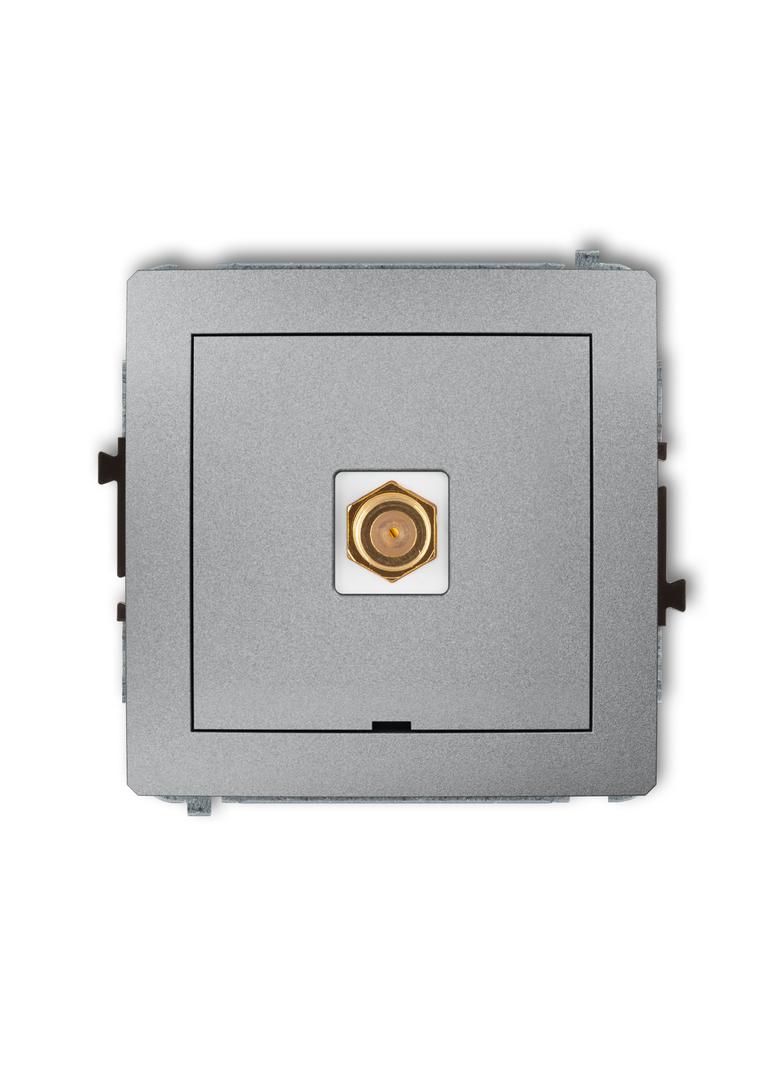 DECO Mechanizm gniazda antenowego pojedynczego typu F (SAT) pozłacany, bez pola opisowego srebrny me