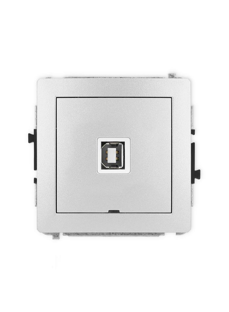 DECO Mechanizm gniazda pojedynczego USB A-B 2.0, bez pola opisowego srebrny metalik