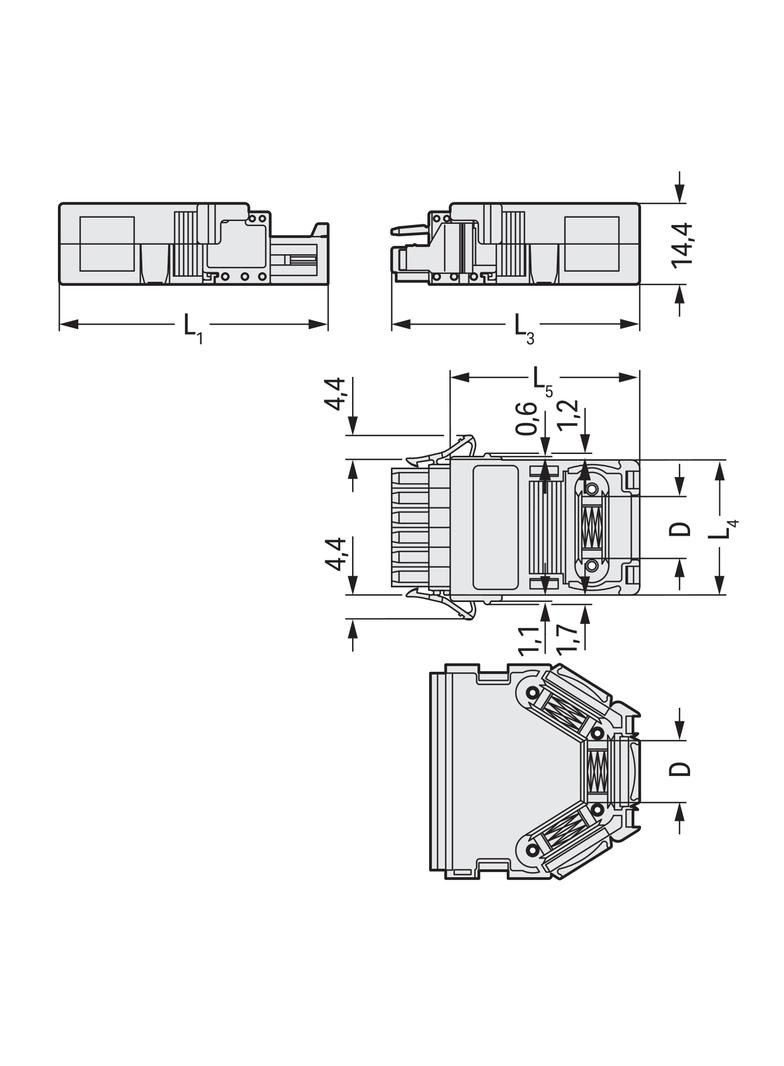 obudowa zabezpieczająca przewody raster 3,81 mm 3-polowa pomarańczowa /25szt./ WAGO