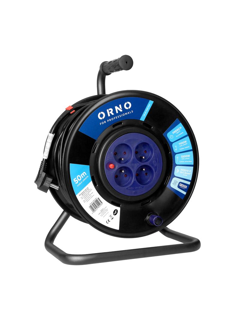 Przedłużacz bębnowy 4 gniazda kabel PVC H05VV-F 3x1,5mm2 długość - 50m STAŁE GNIAZDA termi