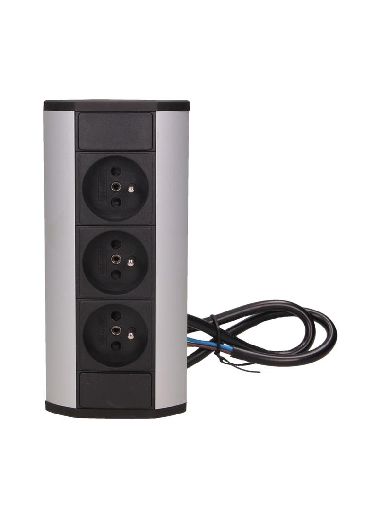 Gniazdo meblowe 3x2P+Z czarno-srebrne OR-GM-9001/B-G ORNO