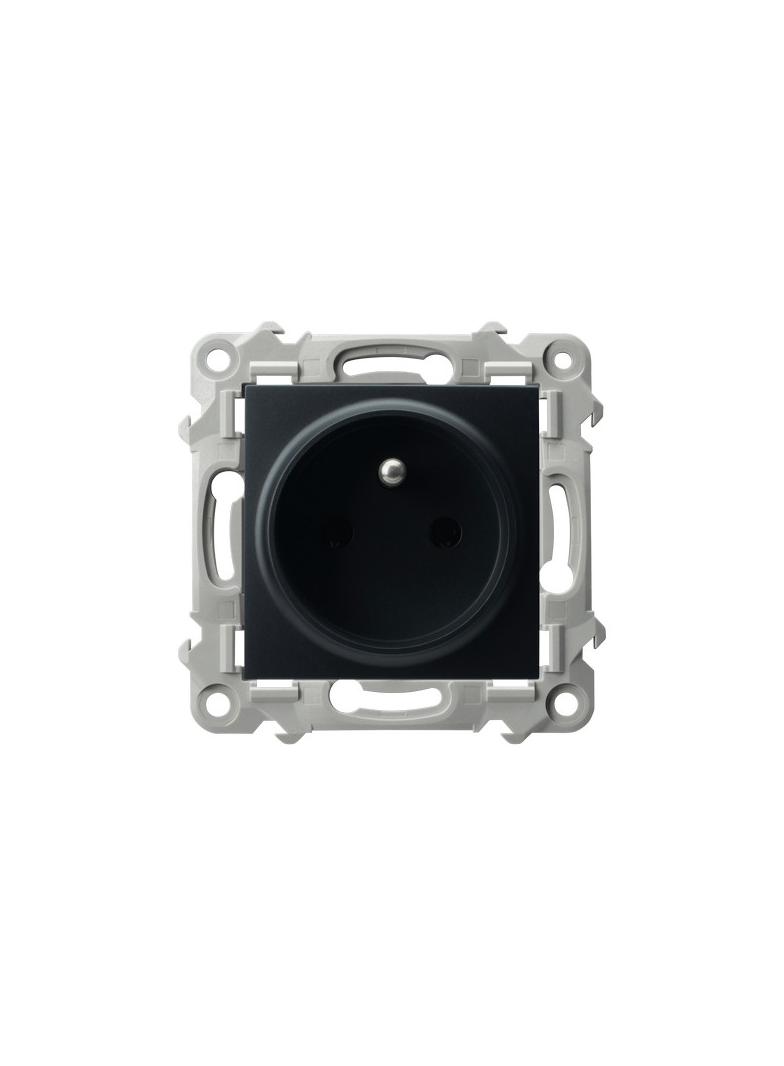 SZAFIR Gniazdo pojedyncze z uziemieniem - kolor czarny metalik