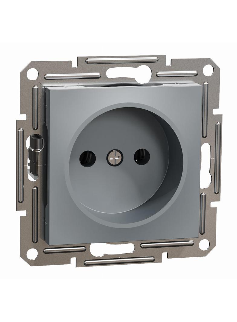 Asfora, gniazdo pojedyncze 2P, bez ramki, stal