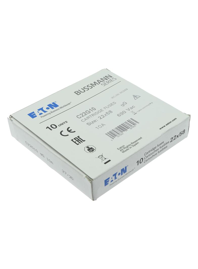 CYLINDRICAL FUSE 22 x 58 10A GG 690V AC Wkładka cylindryczna 22 x 58mm 10A GG 690V AC C22G10 EATON