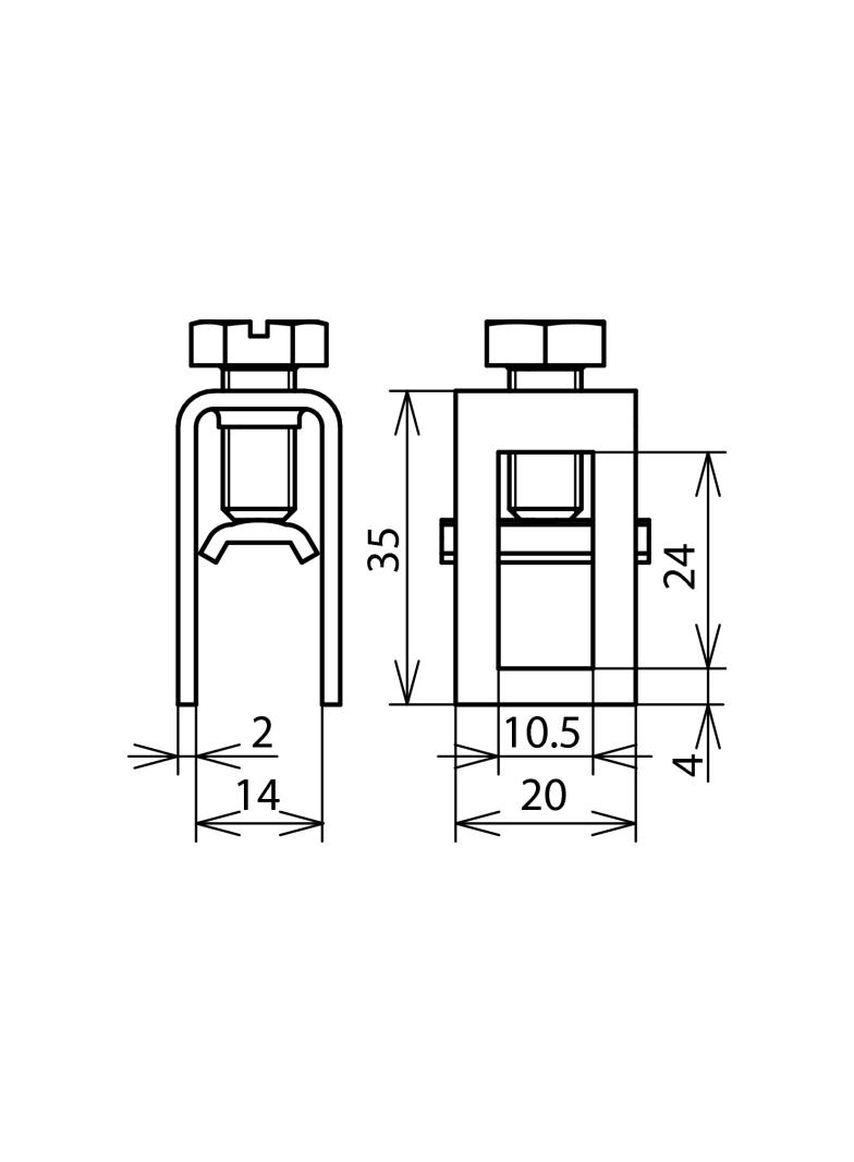 Zacisk szeregowy do szyny R15, 16-95 mm2, St/gal Zn
