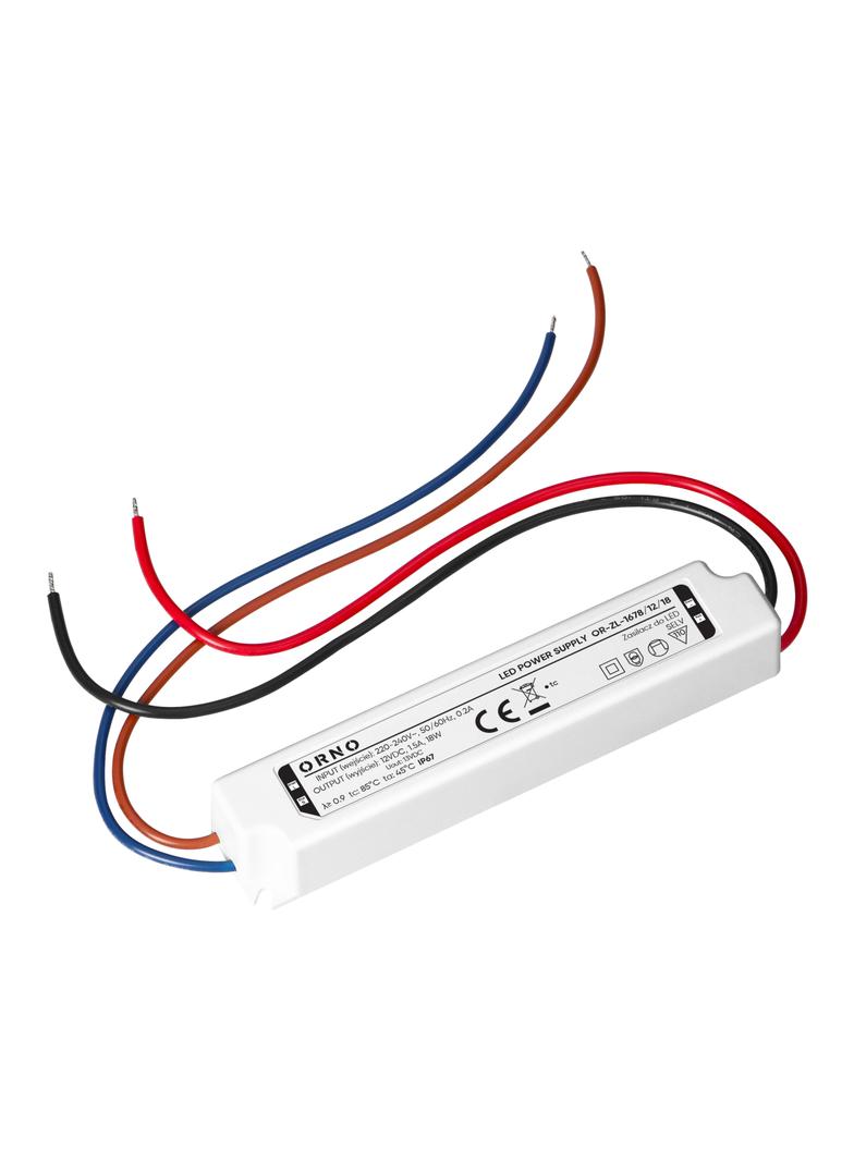 Zasilacz LED, hermetyczny, 12V, 18W, IP67, plastikowa obudowa