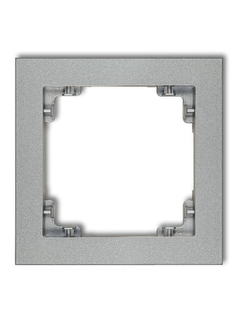 DECO Ramka uniwersalna pojedyncza z tworzywa srebrny metalik