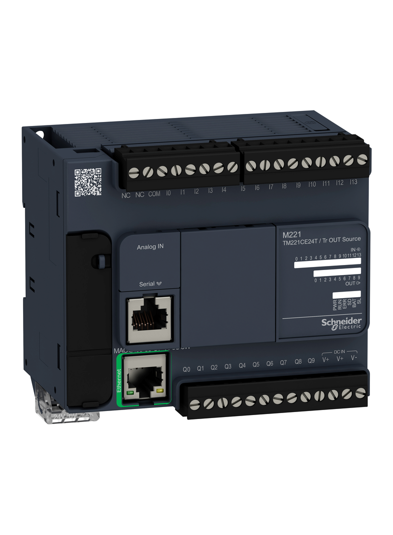 Modicon M221 sterownik kompaktowy port szeregowy RJ45 Ethernet 14 wejść 10 wyjść tranzystorowych PNP