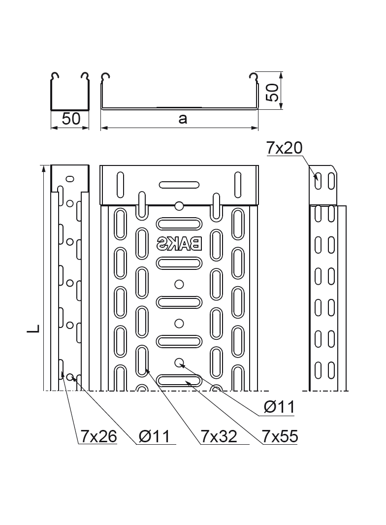 Korytko KGR100H50/3mb