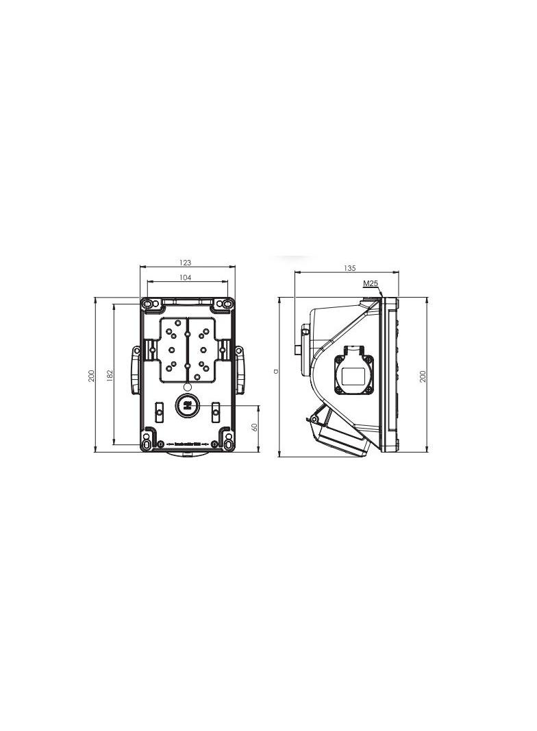GNIAZDO Z WYŁĄCZNIKIEM / COMBO-POL/ 16A 400V 3P+Z+N, gniazda 2x230V, wył. 0-1 96061542W PCE