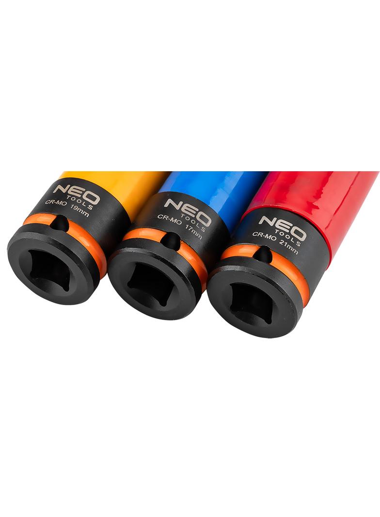 Nasadki do felg aluminiowych - zestaw 3 szt. (17 mm, 19 mm, 21 mm), Cr-Mo