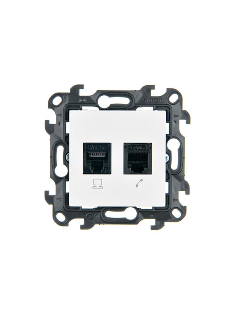 Simon 24 Gniazdo komputerowe RJ45 kat. 5e + telefoniczne RJ11 biały N5T.01/11