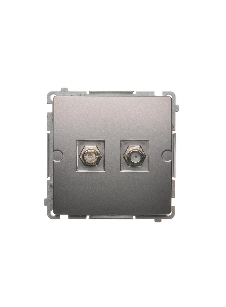 Simon Basic Gniazdo antenowe typu ''F'' podwójne stal inox BMAF2.01/21 KONTAKT