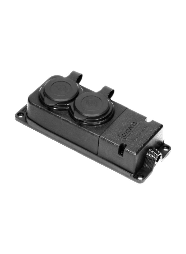 Rozgałęźnik bryzgoszczelny i odporny na uderzenia IP44 2 gniazda 16A 230V AC gumowy uniep OR-AE-1316