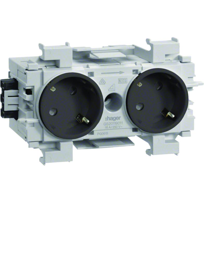 tehalit.WA Gniazdo SCHUKO 2-krotne 45st. WAGO montaż krawędziowy antracyt GS20119011 HAGER