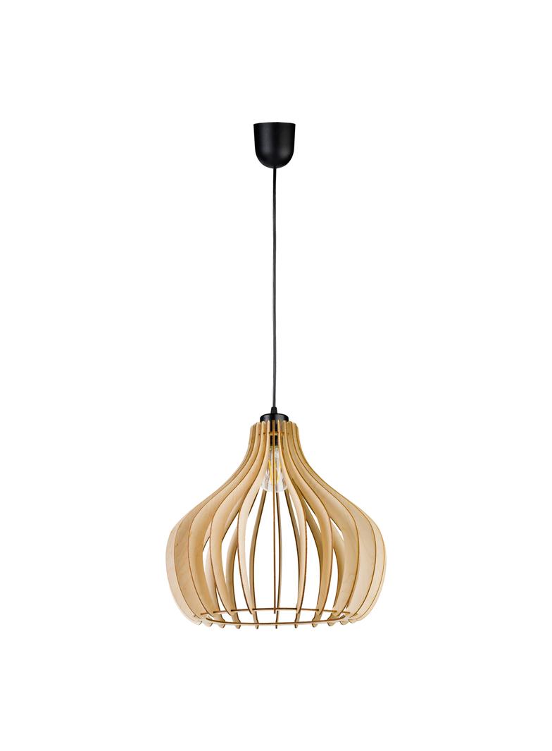 YASIN 400 1P E27, lampa wisząca, max. 60W, czarna, drewno