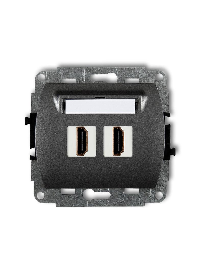 TREND Mechanizm gniazda podwójnego HDMI 2.0 grafitowy