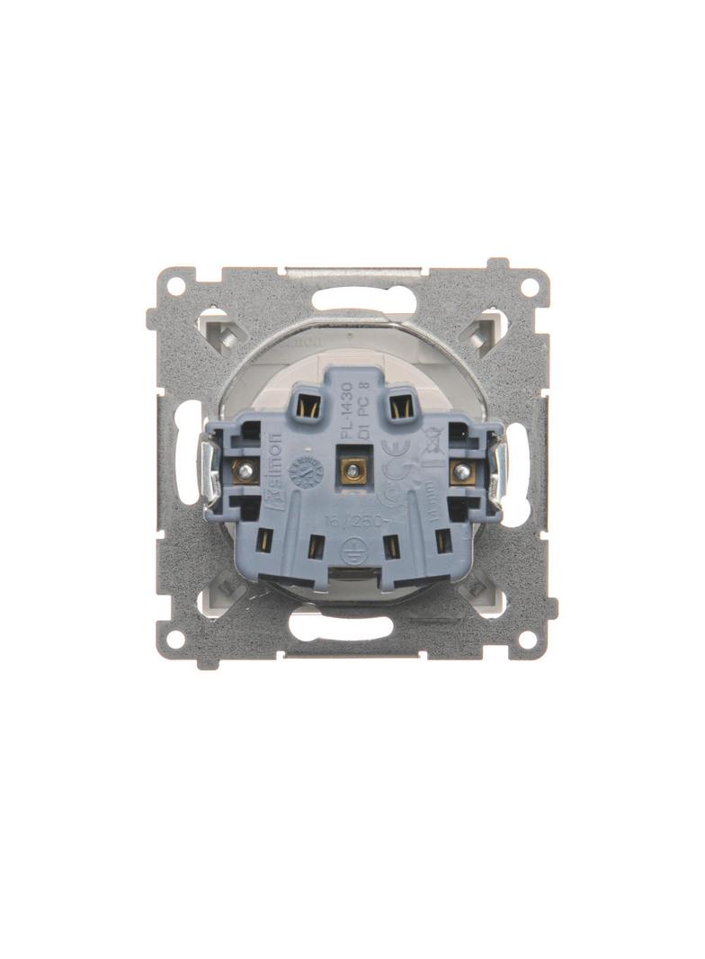 Simon 54 Gniazdo IP44 bez uszczelki 16A z. śrub. klapka transp. biały *Wymagana uszczelka ramki