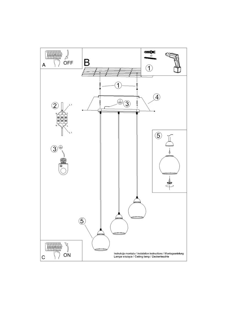 Sollux Lampa wisząca ALINO 3 czarna SL.1142