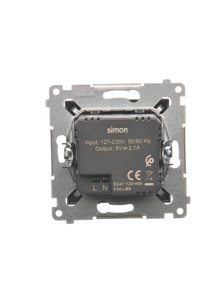 Simon 54 Ładowarka 2 x USB 2.1 A 5V DC 230V brąz mat