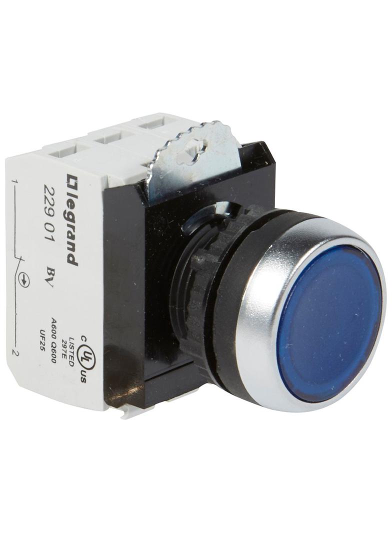 OSMOZ KOMPLET Z PODŚWIETLENIEM - GŁÓWKA PŁASKA NIEBIESKA 24 V + UCHWYT + 1R+1Z, Legrand