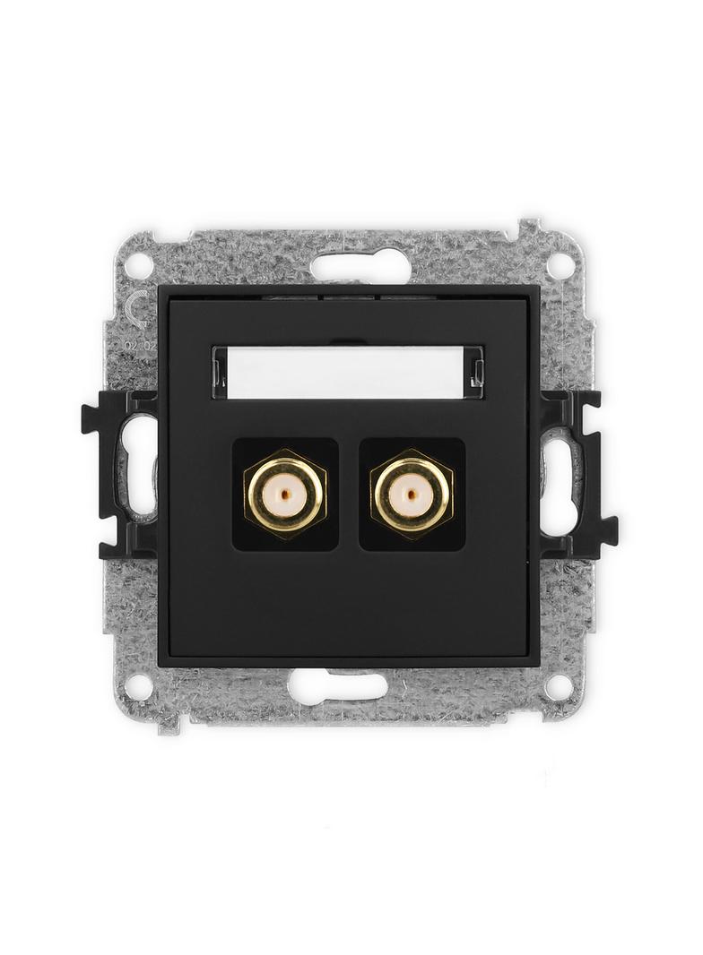 ICON Mechanizm gniazda antenowego podwójnego typu F (SAT) pozłacany czarny mat