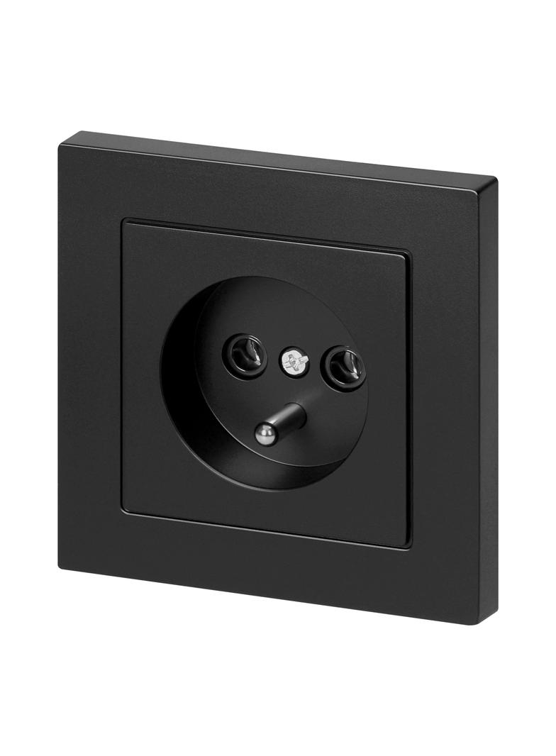 Gniazdo pojedyncze podtynkowe 2P+Z Malta, 16A, 250V, PT-16M, czarny mat