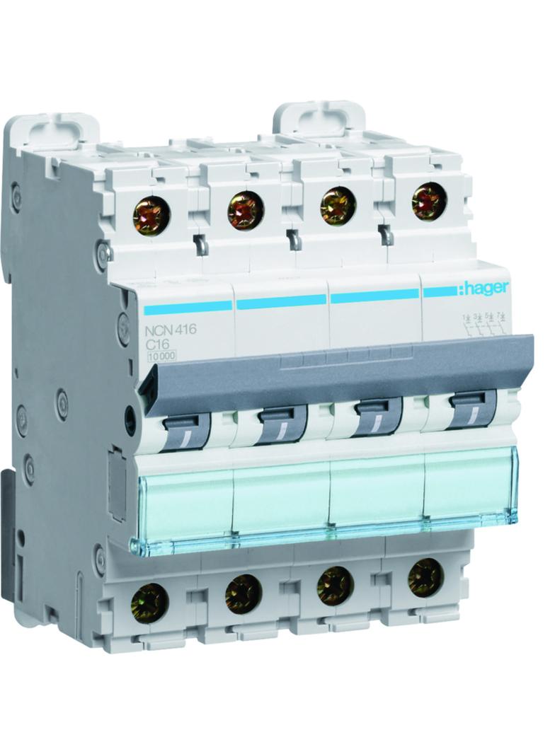 MCB Wyłącznik nadprądowy 10kA/15kA 4P C 16A NCN416 HAGER