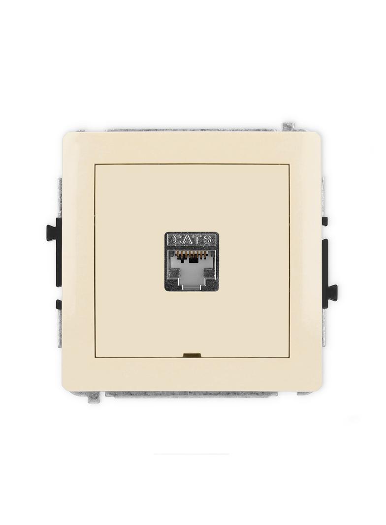 DECO Mechanizm gniazda komputerowego pojedynczego 1xRJ45, kat. 6, ekranowany, 8-stykowy, bez pola op