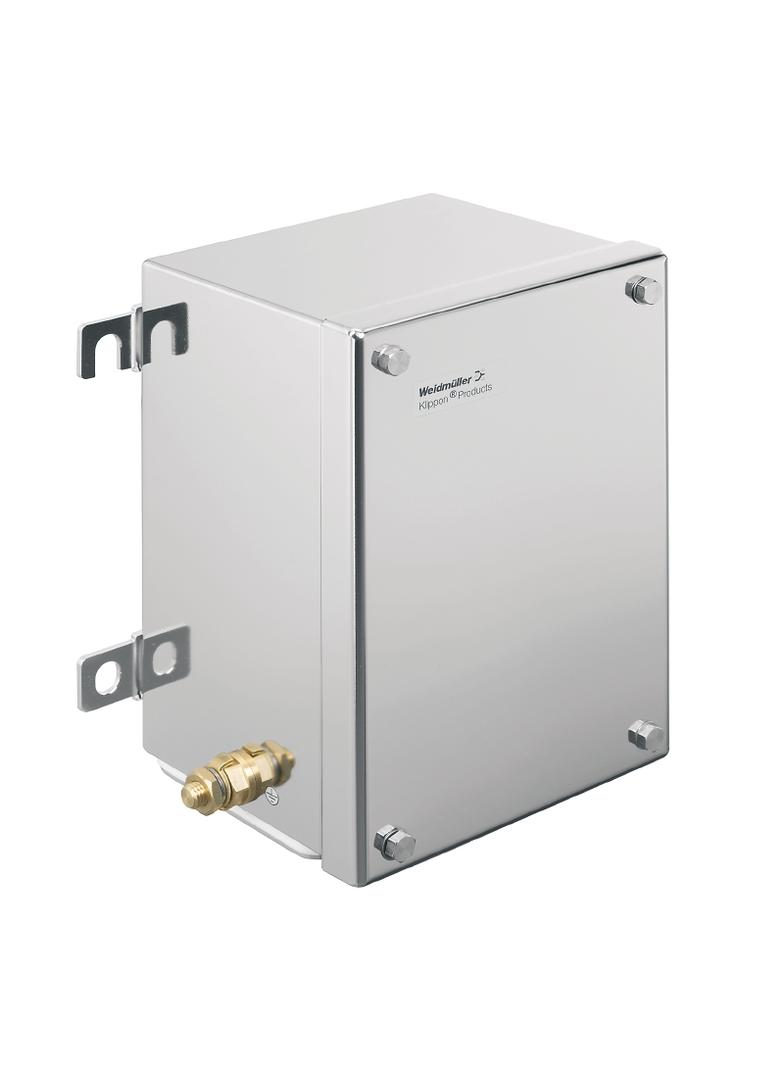 KTB FS 221513 S4E3 Metalowa obudowa iskrobezpieczna, 152 x 229 x 133 mm, element polerowany elektrolitycznie, Płytka kołnierzowa: Tak, na dole, z lewej strony, z prawej /1szt./ 1195680000 WEIDMÜLLER